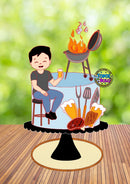 Topo De Bolo Homem E Churrasco - Arquivo Digital