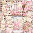 Kit Ursinha Marrom E Rosa Papel Digital Elementos + Brinde