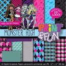 8 Kits Scrapbook Monster High Kit Digital Png Papel Digital.