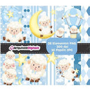 Kit Digital Ovelhinha Azul Scrapbook Silhouette Arquivo Png