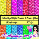 Kit De Papel Digital Escamas De Sereia - Glitter