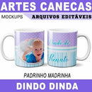 Estampas Canecas Madrinha Padrinho Editáveis Mockups Dinda
