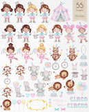 Kit Digital Circo Rosa Em Aquarela Ilustrações Png Scrapbook