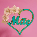 Arquivo dia das mães topo de bolo coração e flores