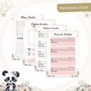 Arquivo Encadernação Baby Panda Linho Rosa Alfabeto - PAMELLA