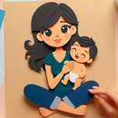 Arquivo dia das mães topo de bolo  Mãe e bebê sentados