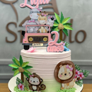 Arquivo de corte topo de bolo Safari Rosa