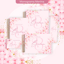 Arquivo Encadernação Baby Monograma Rosa Floral