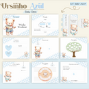 Arquivo Combo Encadernação Baby Ursinho Azul Alfabeto