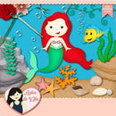 7 Kits Scrapbook A Pequena Sereia Ariel Papel Digital Brind