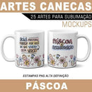 Pacote Artes Estampas Canecas Páscoa Frases Coloridas Png
