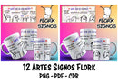 Pack De Artes Para Canecas Signos Flork | Png, Pdf E Cdr