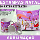 Artes Prontas Canecas Almofadas Natal Papai Noel Sublimação