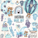 Kit Digital Ursinho Baby Boy - Balão Azul
