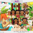 Kit Digital Papel Scrapbook moana mar de aventuras