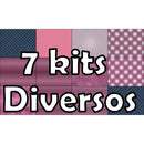 7 Kits Papéis Digitais Diversos Varias Cores + Brinde