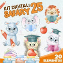 Kit Digital África Safari Aquarela 25a