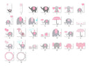 Kit Digital Elefante Chevron Cinza E Rosa