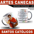 Pacote 30 Artes Editáveis Canecas Santos Católicos Mockups