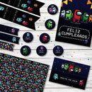 Kit Among Us + Invitación De Regalo!! Cumpleaños. Editable