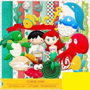 7 Kits Scrapbook A Pequena Sereia Ariel Papel Digital Brind