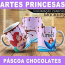 Pacote Artes Canecas Princesas Páscoa Chocolates Mockups