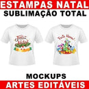 Artes Natal Vetores Editáveis Sublimação Total Mockups