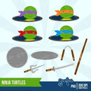 5 Kits Digital Tartarugas Ninjas Scrapbook Png + Brinde
