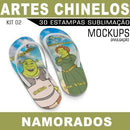Artes Namorados Chinelos Kit 2 Sublimação Mockups