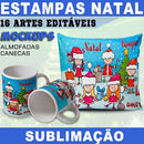 Artes Prontas Canecas Almofadas Natal Papai Noel Sublimação