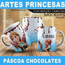 Pacote Artes Canecas Princesas Páscoa Chocolates Mockups