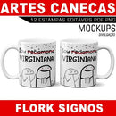 Pacote Artes Canecas Flork Signos Mockups Estampas Editáveis