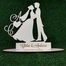 Topo Bolo Noivos Iniciais Mdf Branco Casamento Personalizado