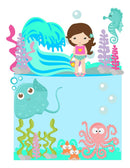 716 - Arquivo Digital Topo De Bolo Fundo Do Mar Menina