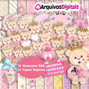 Kit Digital Ursinha Princesa Scrapbook Silhouette Png