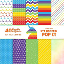 40 Papéis Digitais + 75 Pngs Pop It Fidget Toys Cores Vivas