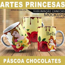 Estampas Canecas Chocolates Princesas Páscoa Sublimação