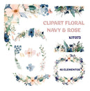 Kit Digital Floral Navy E Rosé