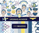 Kit Digital Ursinho Aviador Scrapbook scanncut fcm svg Png