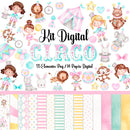 Kit Digital Circo Rosa Em Aquarela Ilustrações Png Scrapbook