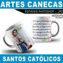 Pacote 30 Artes Editáveis Canecas Santos Católicos Mockups