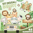 Kit Digital África Safari Aquarela Verde 2