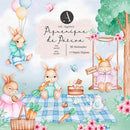 Kit Digital Piquenique De Pascoa Aquarela Arquivos Png