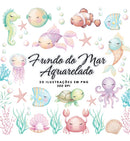 Kit Digital Fundo Do Mar Aquarelado Em Png