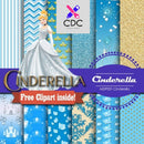 Kit Digital Papel Scrapbook Cinderela + brinde_