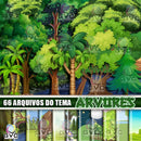 Kit Digital Árvores Floresta Vegetação 66 Arquivos + Fontes
