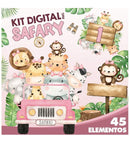 Kit Digital África Safari Aquarela Rosa 1