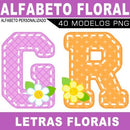 Pacote Artes Letras Personalizadas Alfabeto Floral Flores
