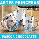 Estampas Canecas Chocolates Princesas Páscoa Sublimação