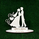Topo Bolo Noivos Iniciais Mdf Branco Casamento Personalizado